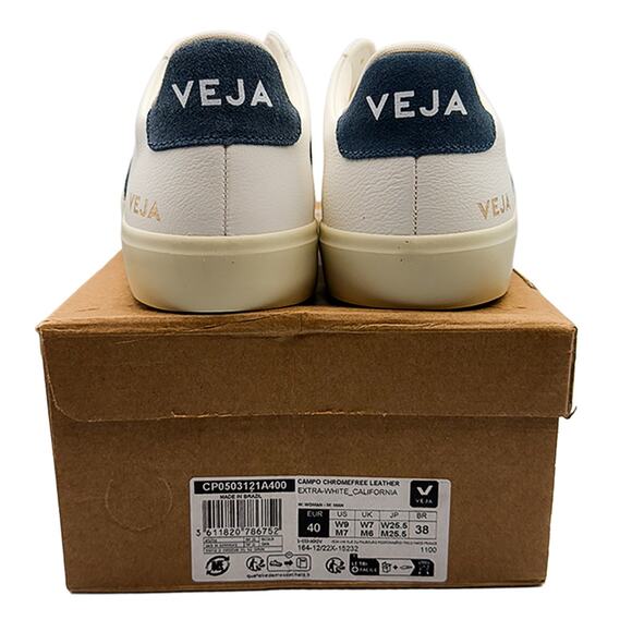 New Veja Campo Chromefree Leather White/California Sneakers Women 9/Men 7 NIB - Picture 3 of 10